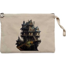Castle In The Forest Krem Clutch Astarlı Cüzdan / El Çantası
