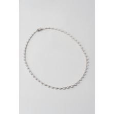 Alya 18 Ayar Beyaz Altın Kapama Gümüş Gerdanlık