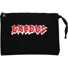 Exodus Logo Siyah Clutch Astarlı Cüzdan / El Çantası