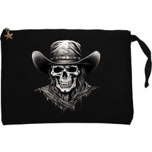 Kovboy Skull Siyah Clutch Astarlı Cüzdan / El Çantası