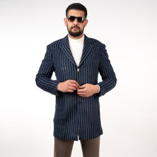 Sir Çizgili Erkek Regular Fit Kaşe Kaban