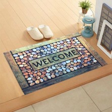 Home Trendy Kapı Paspas 45X75CM Welcome Taş Iç Dış Mekan 1 Adet