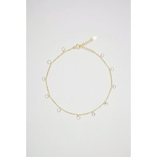 So CHIC Sallantılı Taşlı 18 Ayar Sarı Altın Kaplama 24 Cm Gümüş Hal Hal