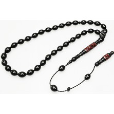 Oltu Taşı Oyma Imame Ve kırmızı Mine Işleme  Sade Tespih