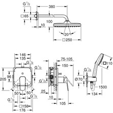 Grohe Cubeo Tempesta 250 ile Ankastre Duş Sistemi Grh 1053360000