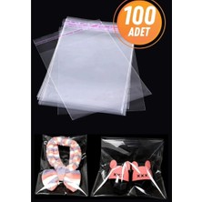 Eliz Party 28X42CM Şeffaf Bantlı Yapışkanlı Parlak Jelatin Poşet Hediye Çeyiz Aksesuar Paketleme Poşeti 100 Ad
