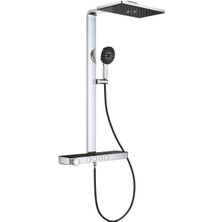 Rainshower Aqua Pure Duvara Monte Termostatik Bataryalı Duş Sistem (Siyah/krom) Grh 100961KI00