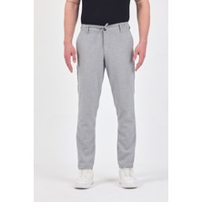 Theseason Erkek Açık Gri Likralı Kırışmaz Lastikli Comfort Fit Chino Pantolon