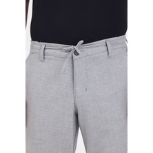 Theseason Erkek Açık Gri Likralı Kırışmaz Lastikli Comfort Fit Chino Pantolon