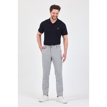 Theseason Erkek Açık Gri Likralı Kırışmaz Lastikli Comfort Fit Chino Pantolon