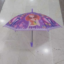 8 Tel Oto Çocuk Şemsiye Kız Mor Çiçekli Moda Kelebek 1 Adet