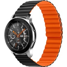 Galaxy Watch 46MM Uyumlu Krd-52 Kordon Tstk - Siyah-Turuncu