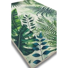 The Reef Design Jungle Yapraklı Halı Dijital Baskılı Halı Dokuma Kaymaz Tabanlı Halı Salon Halısı