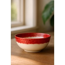 Kırmızı Rustik Porselen Derin Çukur Salata Ramen Noodle Çorba Makarna Meyve Tatlı Kase 19 cm