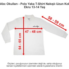 Abc Okulları Polo Yaka T-Shirt Nakışlı Uzun Kol Ekru 13-14 Yaş