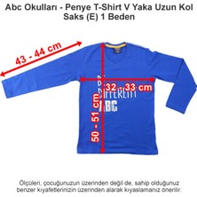 Abc Okulları Penye T-Shirt V Yaka Uzun Kol Saks (E) 1 Beden
