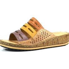 Beety 1850 Hakiki Deri Bej Anatomik Günlük Kadın Terlik