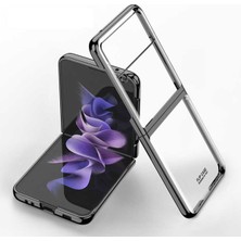 Samsung Galaxy Z Flip 3 Uyumlu Metal Görünümlü Şık Kılıf Siyah