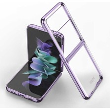 Samsung Galaxy Z Flip 3 Uyumlu Metal Görünümlü Şık Kılıf Mor