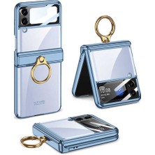 Samsung Galaxy Z Flip 4 Uyumlu Kamera Korumalı Katlanabilir Yüzüklü Tasarım Kıpta Koruyucu Lüx Kılıf