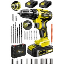 Teknoloji Darbeli Karbon Motor 14.4 V 3AH 27 Parça Süper Setli 2 Akülü Şarjlı Vidalama Matkap