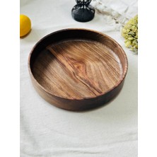 Ahşap Kase Sunum Tepsisi Ceviz| 23 cm Çap – 4.5 cm Yükseklik
