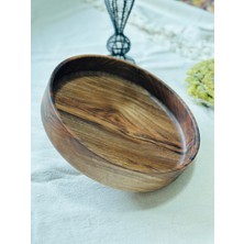 Ahşap Kase Sunum Tepsisi Ceviz| 23 cm Çap – 4.5 cm Yükseklik