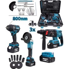 36V 4lü Dörtlü Matkap Seti 800 Tork Somun Sıkma Spiral Hilti Vidalama Powerbank LED Işık