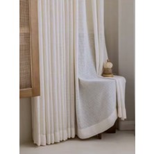 Modern Hasır Keten Fon Perde -Pilesiz Dikim - Koyu Krem - UI777