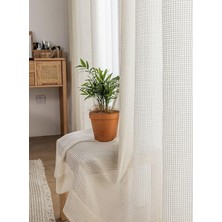 Modern Hasır Keten Fon Perde -Pilesiz Dikim - Koyu Krem - UU500