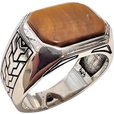 Kaplan Gözü Taşlı Gümüş Yüzük  250057416G17Y