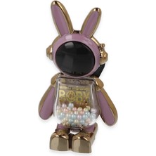 Mediterian Mor tavşan ve astronot figürlü şık telefon tutucu, dekoratif stand