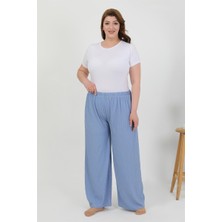 Moda Serdem Kadın Büyük Beden Bürümcük Pantolon 210076 Mavi