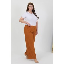 Moda Serdem Kadın Büyük Beden Bürümcük Pantolon 210076 Kremit