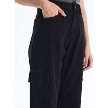 Kargo Cep Jeans Pantolon Siyah