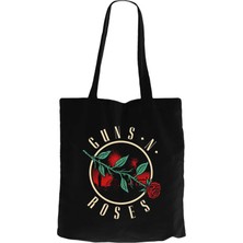 Guns N Roses Flower Siyah Kanvas Bez Çanta