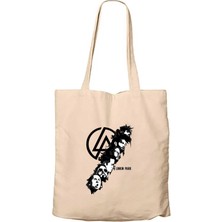 Linkin Park Logo Siluet Krem Kanvas Bez Çanta