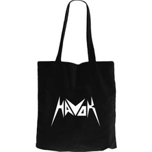 Havok Logo Text Siyah Kanvas Bez Çanta