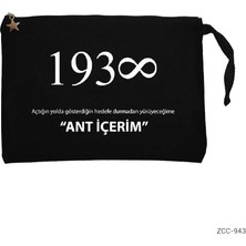 Atatürk 1938 Ant Içerim Siyah Clutch Astarlı Cüzdan / El Çantası
