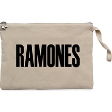 Ramones Text Krem Clutch Astarlı Cüzdan / El Çantası