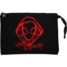 Spider Gwen Siyah Clutch Astarlı Cüzdan / El Çantası