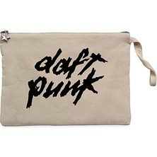 Daft Punk Logo Classic 2 Krem Clutch Astarlı Cüzdan / El Çantası