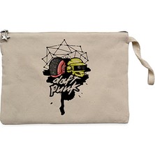 Daft Punk Cartoon Head Krem Clutch Astarlı Cüzdan / El Çantası