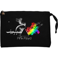 Pink Floyd Rainbow Siyah Clutch Astarlı Cüzdan / El Çantası
