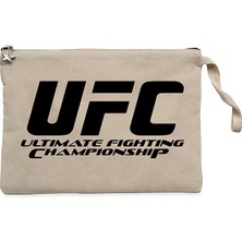 Ufc Logo Ultimate Championship Krem Clutch Astarlı Cüzdan / El Çantası