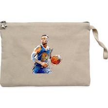 Stephen Curry Blue Silhouette Krem Clutch Astarlı Cüzdan / El Çantası