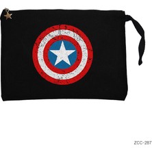 Captain America Kalkan Siyah Clutch Astarlı Cüzdan / El Çantası