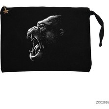 King Kong Face Siyah Clutch Astarlı Cüzdan / El Çantası