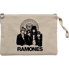 Ramones Logo And Group Krem Clutch Astarlı Cüzdan / El Çantası