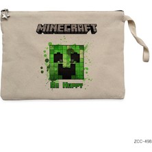 Minecraft Be Happy Krem Clutch Astarlı Cüzdan / El Çantası